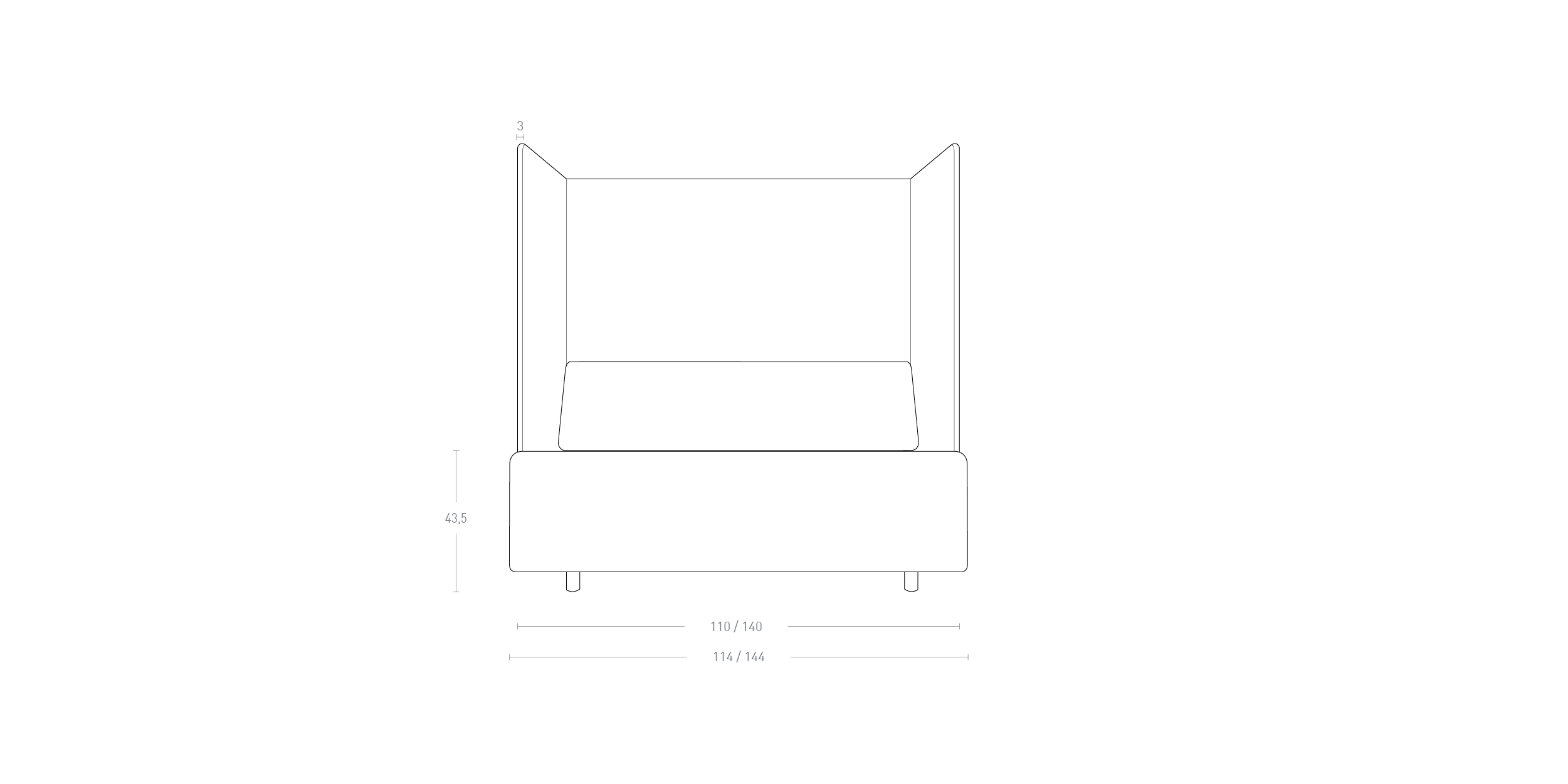 SOFA FIX COM CARENAGEM - 2 LUGARES
